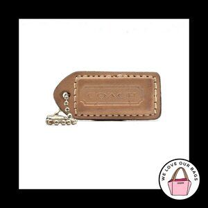 2" VINTAGE COACH Light Pink Leather Nickel Key Fob Bag Charm Keychain Hang Tag